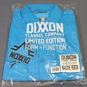 Dixxon Flannel Shirt Men's 2X Blue Weezer Button Long Sleeve NWT